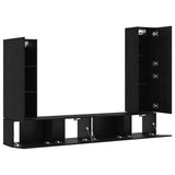 TV Cabinet Set 4 pcs Black Oak Engineered Wood 3332587