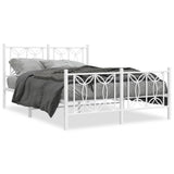 Metal Bed Frame without Mattress with Footboard White 140x200cm 376196
