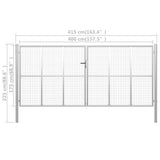 Garden Gate Galvanised Steel 400x175 cm Silver 144302