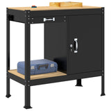 Workbench Black 90 x 49 x 91 cm Engineered Wood and Metal 42020134