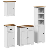4 Piece Bathroom Furniture Set BODO White and Brown Solid Wood Pine 3307651
