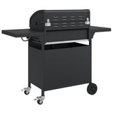 Gas BBQ Grill with 5 Burners Black Powder-coated Steel 367586