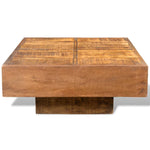 ZNTS Coffee Table Brown Square Solid Mango Wood 241132