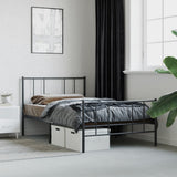 Metal Bed Frame without Mattress with Footboard Black 80x200cm 352489