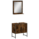 2 Piece Bathroom Cabinet Set Smoked Oak Engineered Wood 3214336