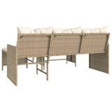 Garden Sofa with Table and Cushions L-Shaped Beige Poly Rattan 365575