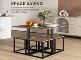 5 Piece Dining Table and Chairs Set 4, Industrial Space Saving Table and Chairs with Metal Frame, T3398P344217