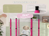 4.6ft Toddler Trampoline w/ Safety Enclosure Net, for Indoor Outdoor Use, Ages 3-6 Years, Pink T3398P348075