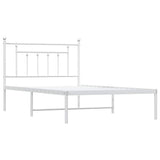 Bed Frame White Powder-Coated Steel Single Bed Frame 353581