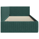Corner Bed Frame with Headboard Dark green 100 x 200 cm Velvet 42016278
