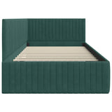 Corner Bed Frame with Headboard Dark green 100 x 200 cm Velvet 42016278