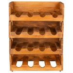 ZNTS Wine Racks 4 pcs for 16 Bottles Solid Mahogany Wood 244491