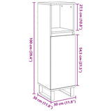 Bathroom Cabinet Old Wood 30x30x100 cm Engineered Wood 857211