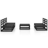 ZNTS 6 Piece Garden Lounge Set Black Solid Pinewood 3075313