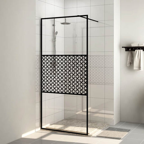 Walk-in Shower Wall with Clear ESG Glass 115x195 cm Black 151031