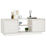 TV Cabinet White 110x30x40 cm Solid Pinewood 809901