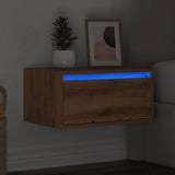 ZNTS Wall-mounted Bedside Cabinet with LED Lights Artisan Oak 860227