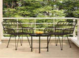 3 Piece Garden Dining Set Black Poly Rattan 3157830