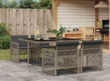 5 Piece Garden Dining Set with Cushions Grey Poly Rattan 3210716