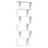 Room Divider Bookcase 6-Tier White 70x24x193 cm Engineered Wood 858084