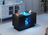 LED Coffee Table for Living Room, Modern Coffee Table with Storage with LED Lights, 2 Tiers and 2 N605P225560B