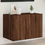 TV Wall Cabinet with LED Lights Brown Oak 60x35x41 cm 837314