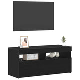 TV Cabinet with LED Black Oak 90 x 35 x 40 cm Engineered Wood 862554