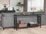 Industrial Console Table with Storage Shelf, Narrow Hallway Dressing Desk with Metal Frame for T3398P328321