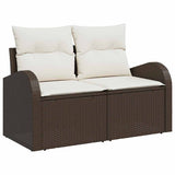 Sofa Set with Cushion 4 pcs Brown and White Poly Rattan 3354657
