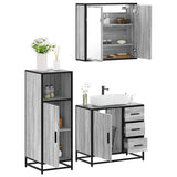 ZNTS 3 Piece Bathroom Furniture Set Grey Sonoma Engineered Wood 3300958