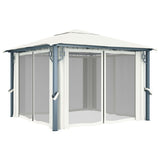 Gazebo with Curtain&LED String Lights 3x3 m Cream Aluminium 3070332