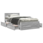 Bed Frame with Headboard without Mattress Grey Sonoma 90x190 cm Single 3295616