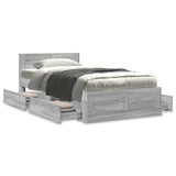 Bed Frame with Headboard without Mattress Grey Sonoma 90x190 cm Single 3295616