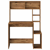 Desk with Shelves Old Wood 100x45x140 cm Engineered Wood 860443