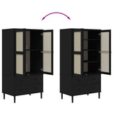 Wardrobe SENJA Rattan Look Black 90x55x175 cm Solid Wood Pine 358036