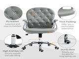 Office Chair Ergonomic 360&deg Swivel PU Diamante Padded Base 5 Castor Wheels for Home Work Grey T3398P344758