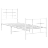 Metal Bed Frame without Mattress with Footboard White 75x190cm 355618