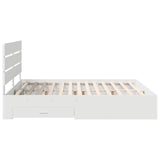 Bed Frame with Drawer White 200 x 200 cm Engineered Wood 3411938