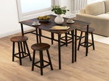 6-Piece Bar Table Set, 2 Breakfast Tables with 4 Stools, Counter Height Dining Tables & Chairs for T3398P344418