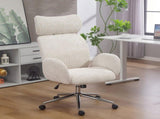 Office Chair with Adjustable Headrest, Spring Pack, Curved Line, Boucle Fabric - Pale Grey T3398P424987