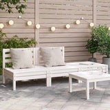 Garden Sofa White Solid pine wood 3-seater Modular Garden Sofa 838034