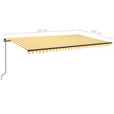 Manual Retractable Awning with LED 500x350 cm Yellow and White 3069223
