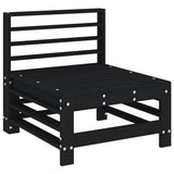 Garden Middle Sofa Black Solid Wood Pine 825615