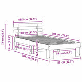 Bed Frame with Headboard Wax Brown 80 x 200 cm Solid Pine Wood 872463