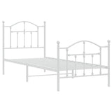 Metal Bed Frame without Mattress with Footboard White 90x190cm 353498