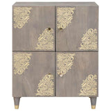 Sideboard Grey and Gold 60 x 33 x 75 cm Solid Mango Wood 4018798