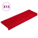 Stair Mats 15 pcs 65x21x4 cm Red Rectangular Edge 134582
