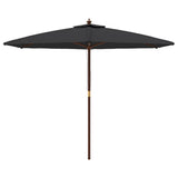 Garden Parasol with Wooden Pole Black 299x240 cm 363173