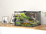 Reptile Glass Terrarium with Stone Background, Front Ventilation, Escape-Proof Knob Lock, x x T3398P375362