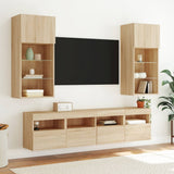 5 Piece TV Wall Units with LED Sonoma Oak Engineered Wood 3216745